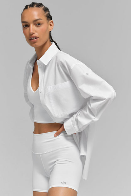 Cotton Real Deal Button Up Long Sleeve - White
