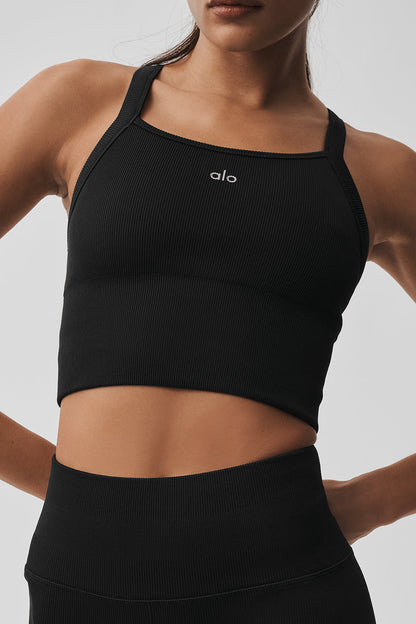 Seamless Ribbed Favorite Bra Tank - Black