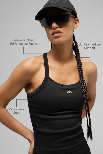 Seamless Ribbed Favorite Full Length Bra Tank - Black